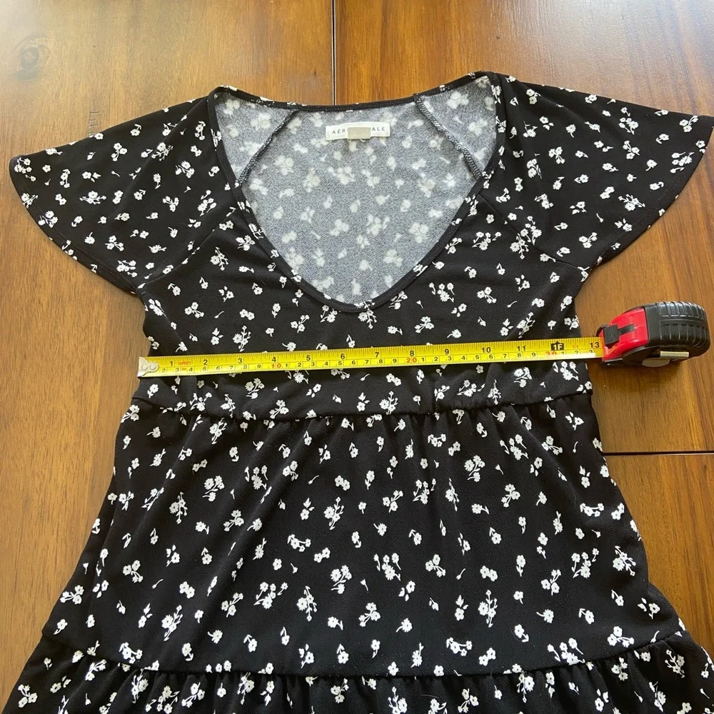 Aeropostale‎ Black and White Floral Cinched Mini Dress Women’s Size XS